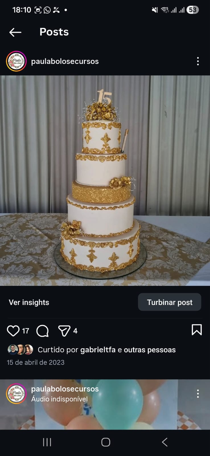 15 anos Marfim com dourado